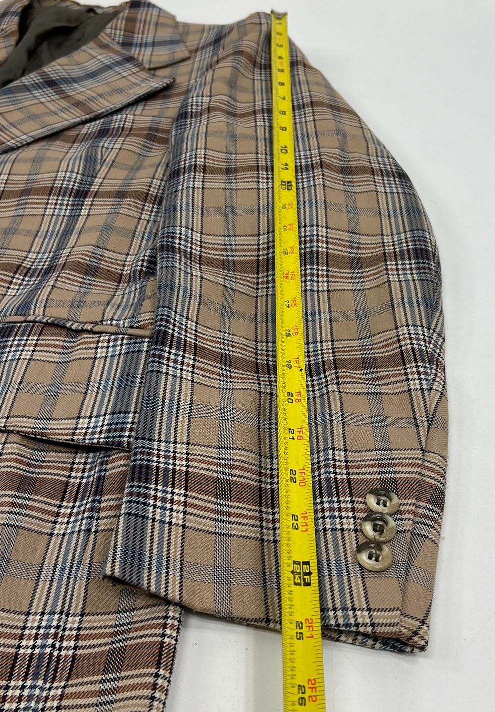 Vintage 1970s h.i.s. Mens Plaid Double Breasted Sport Coat Blazer Jacket Sz L