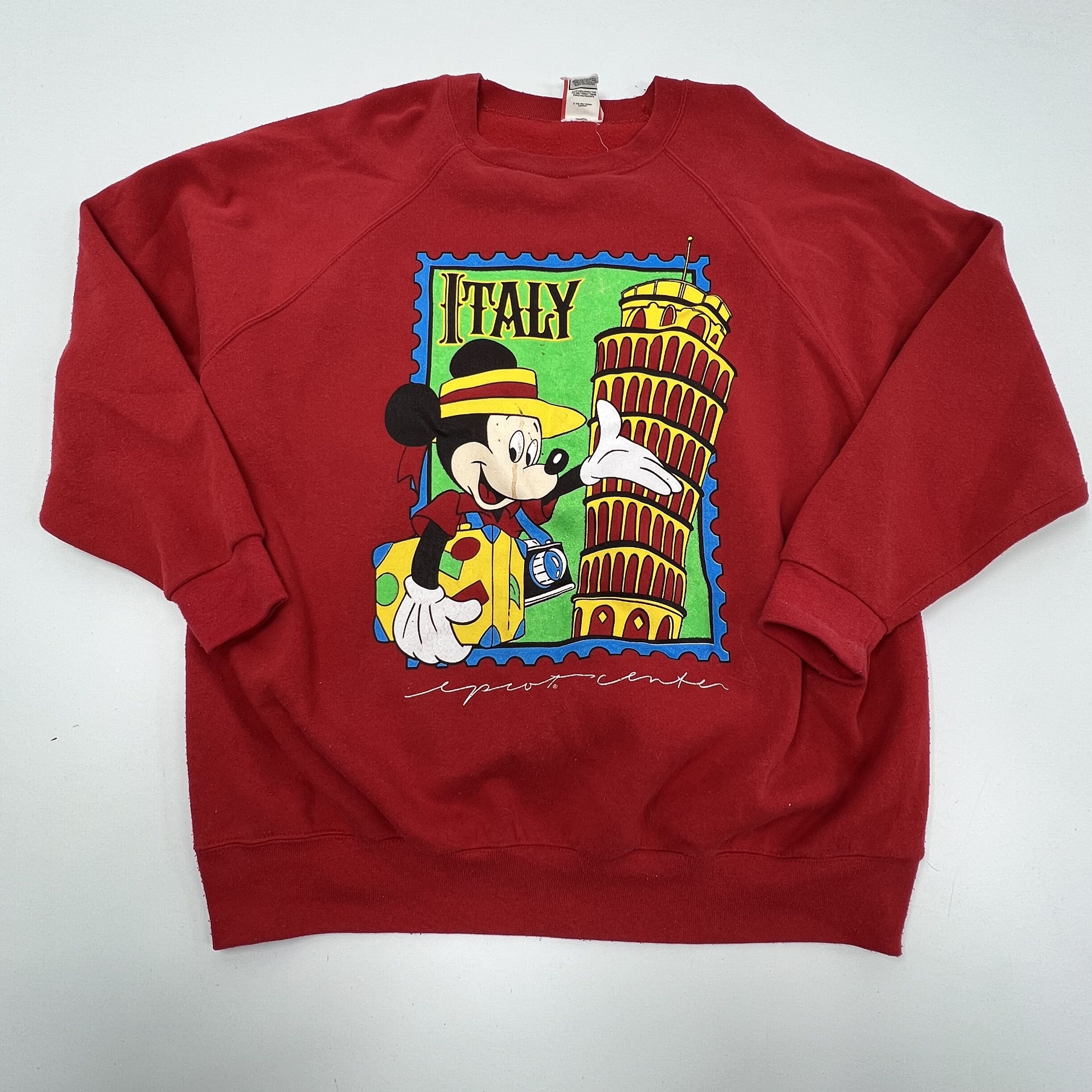 Vintage Disney Designs Mickey Mouse Crewneck Italy Epcot Center Women's XL