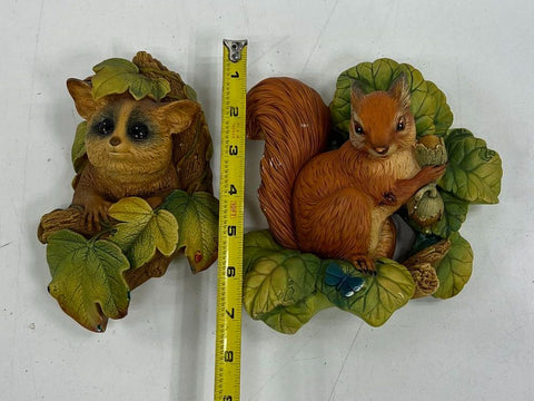 Vintage Bossons Red Squirrel Bush Baby Chalkware Wall Plaque Lot England 1981