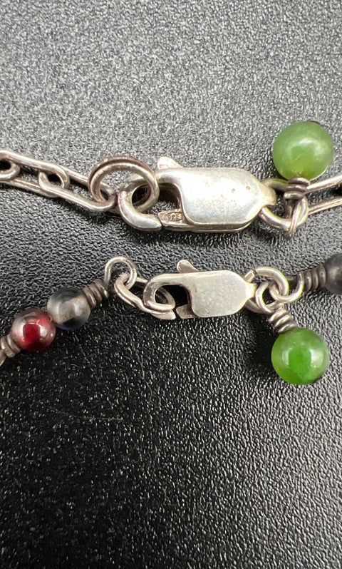 Lot of 4 Sterling Silver 925 Beaded Pearl Gemstone Chain Necklaces