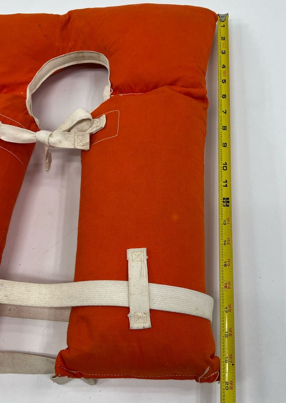 Vintage Life-Line AK-1 Orange Puffy Tie Front Life Vest with Clip Belt