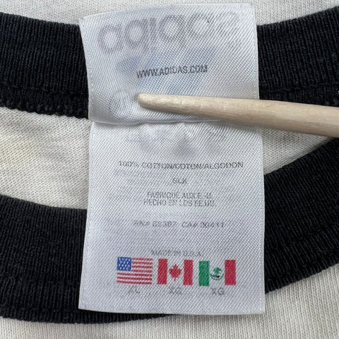 Vintage 90s Adidas Trefoil Rainbow Logo Ringer T-Shirt Made in USA Sz XL