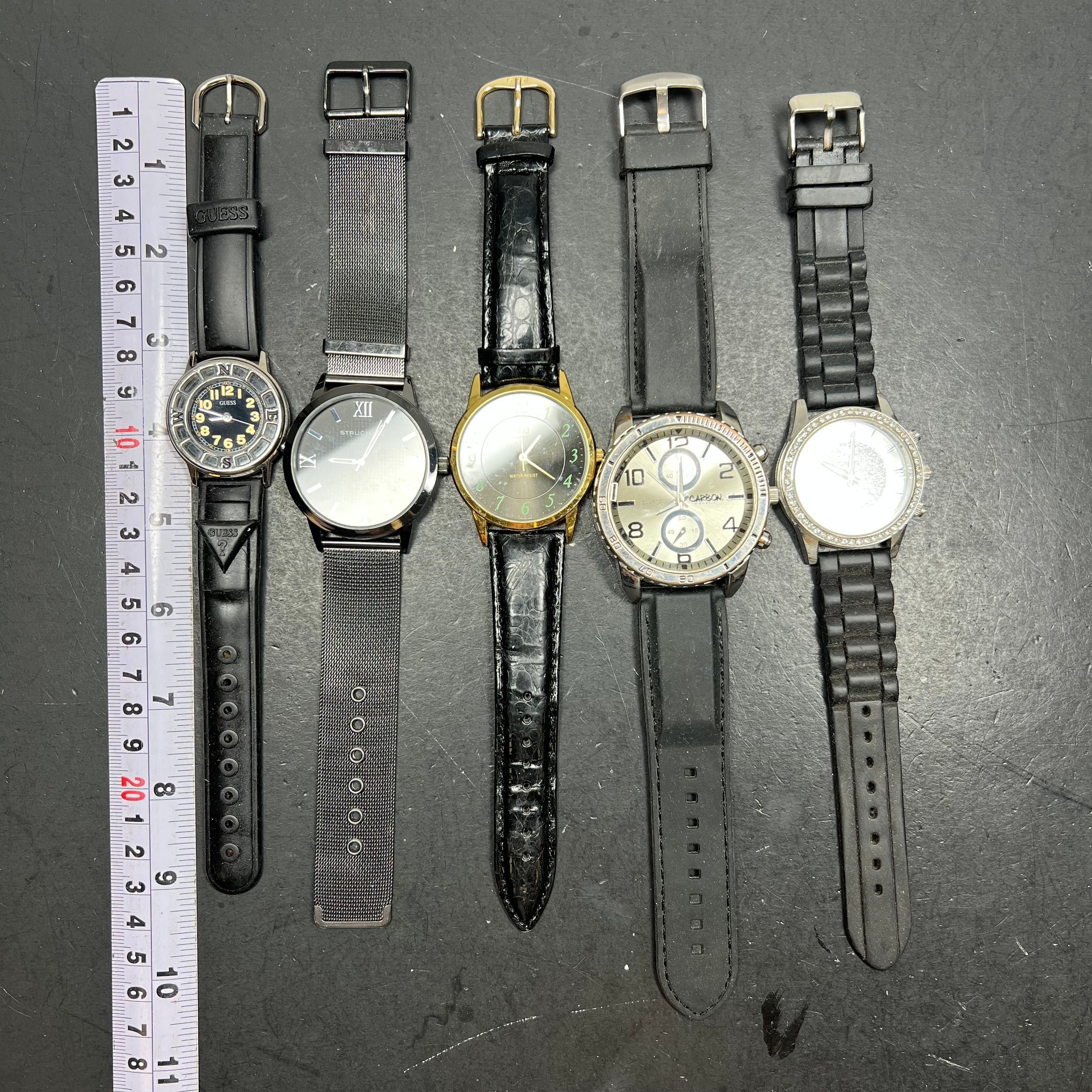 Women's Analog Watches Lot Guess Structure Q&Q Carbon Element Quartz Black READ