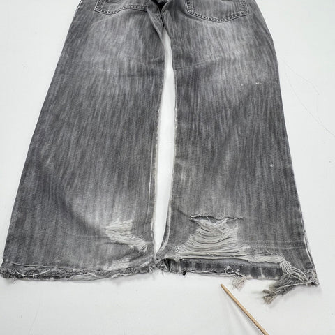 Vintage Y2K Southpole Gray Faded Distressed Baggy Wide Leg Skater Jeans Men's 32