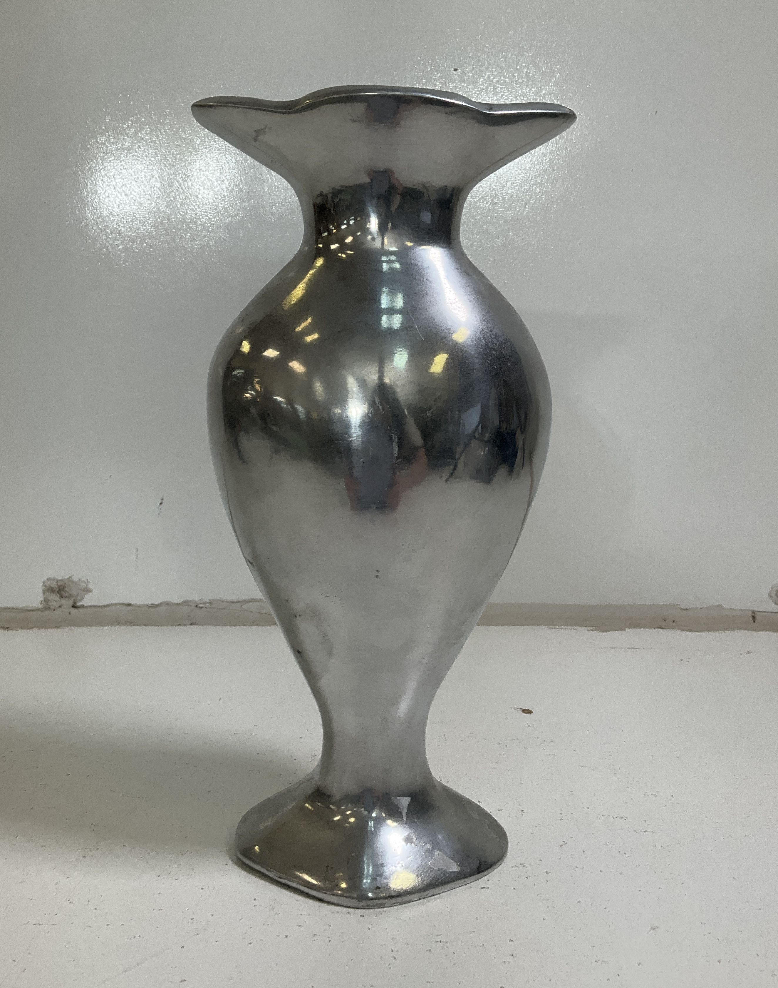 Vintage Mid-Century Modern MCM Cast Metal Biomorphic Sculptural Vase 10.5"