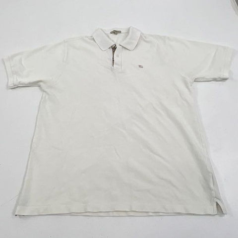 Burberry White Nova Check Placket Pique Polo Shirt Men's Size L