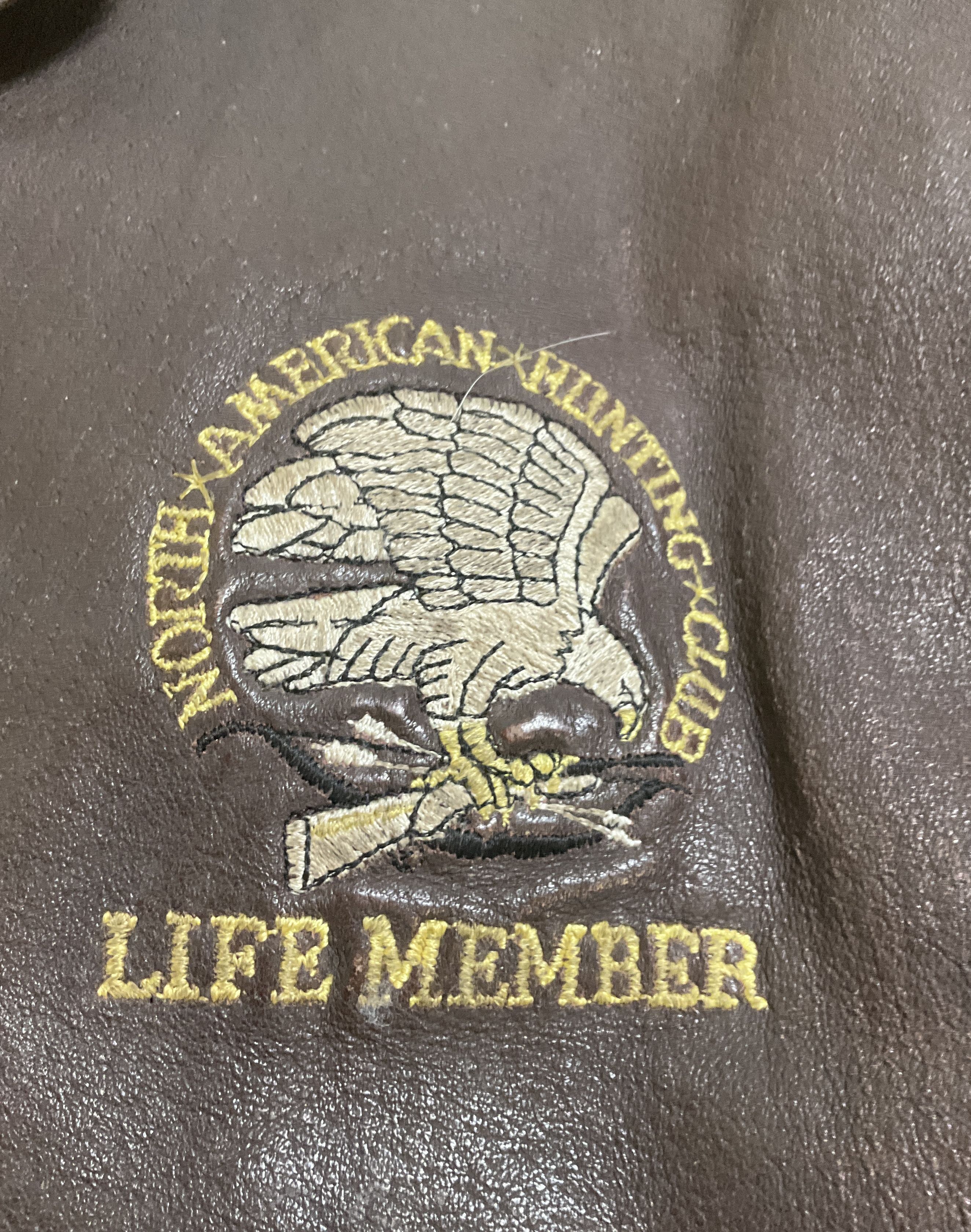 Vintage 90s North American Hunting Club Leather Bomber Jacket Mens XL Life