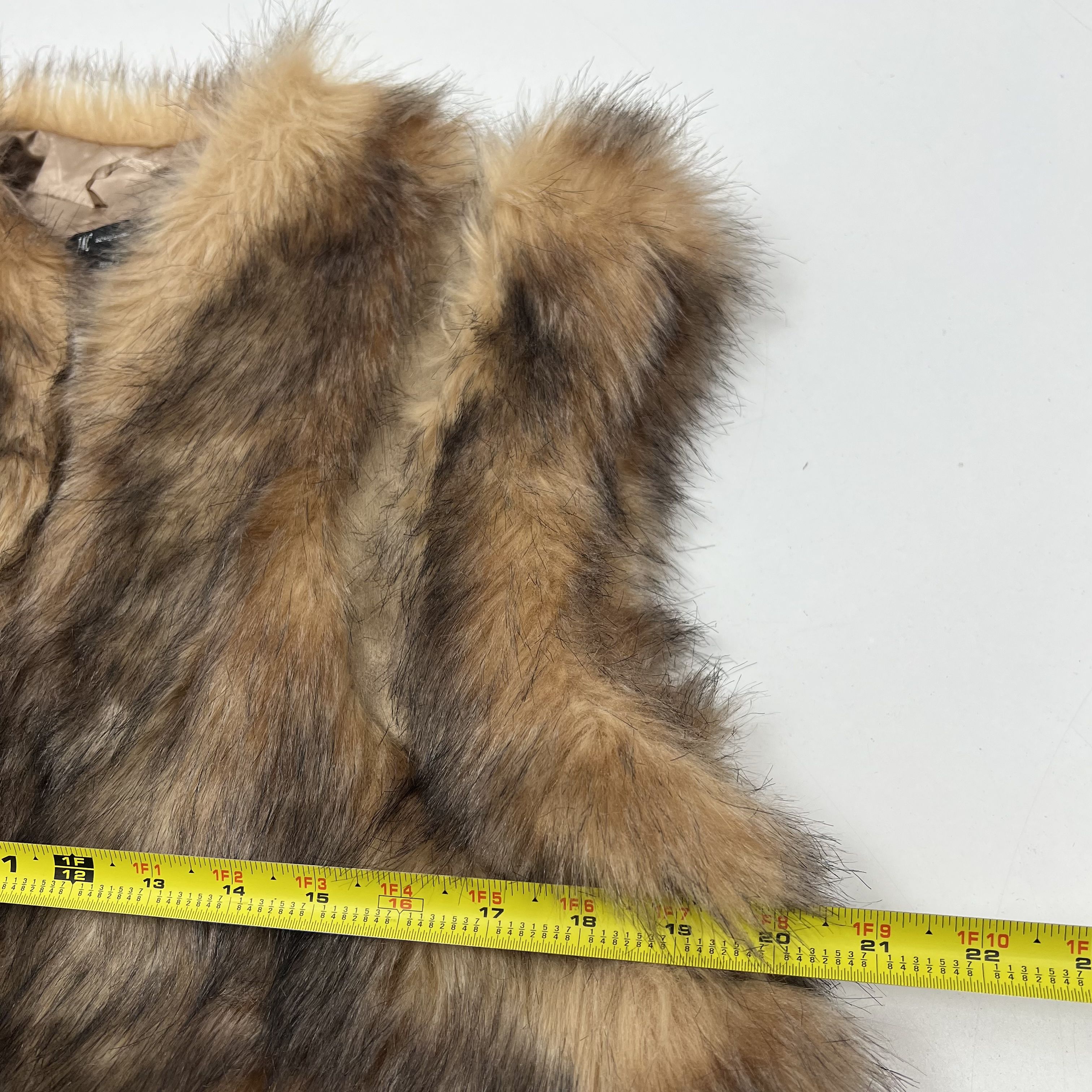INC International Concepts Faux Fur Shaggy Open Front Vest Jacket Women's Size L