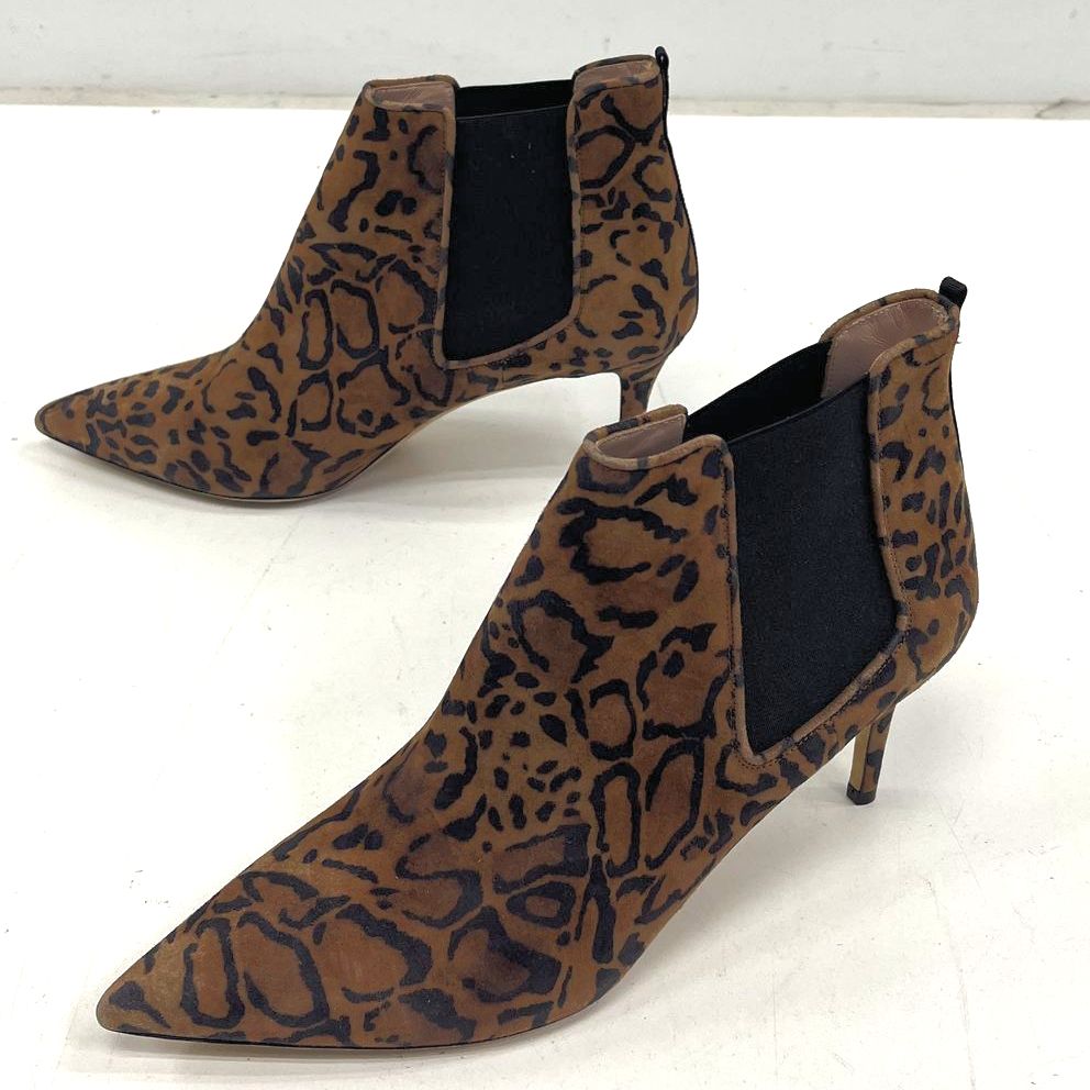SJP by Sarah Jessica Parker Busker Leopard Suede Ankle Boots Size 41 US 11