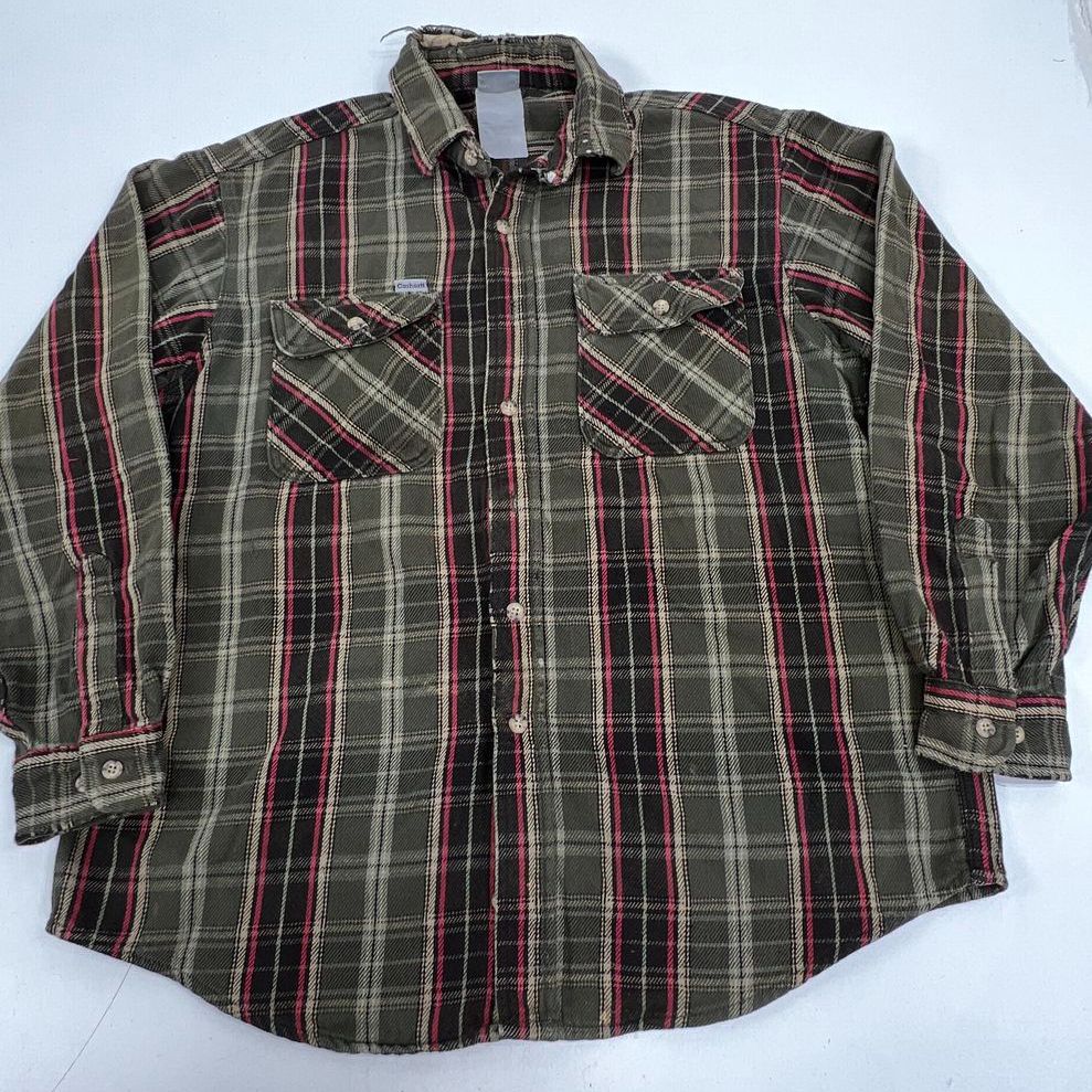 Carhartt Workwear Lot of 3 Flannel Shirt Long Sleeve Pocket Tee Sz M XL