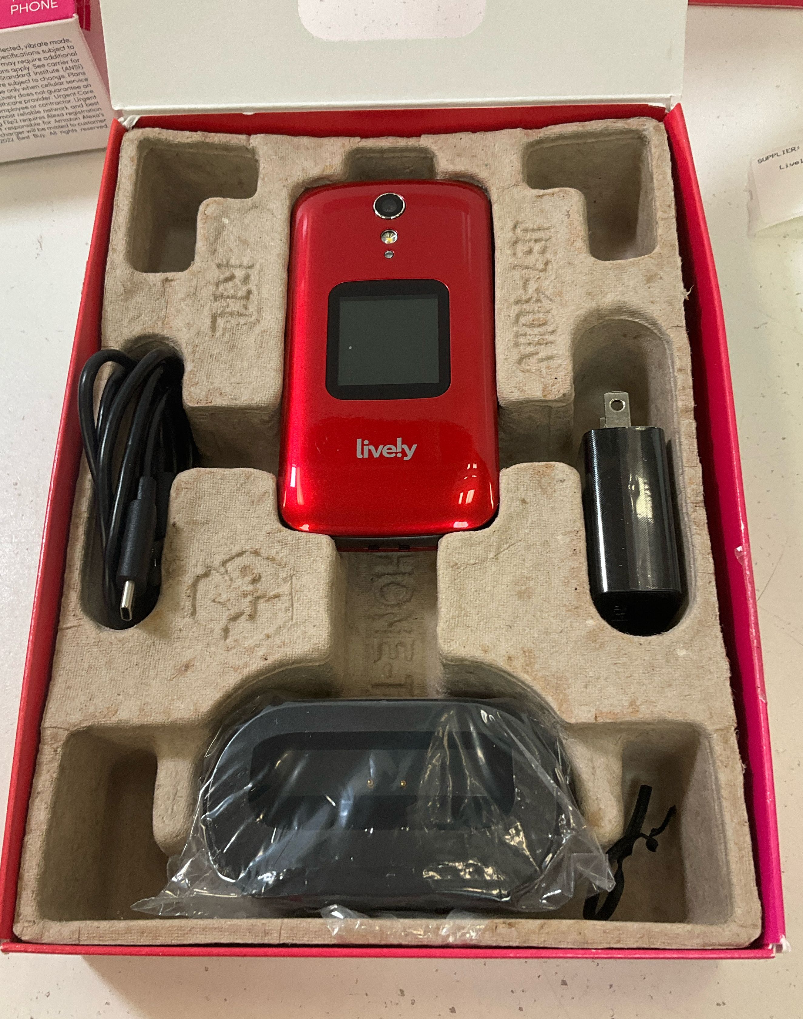 Lively Jitterbug Flip2 Cell Phone for Seniors Red Complete Unused Open Box