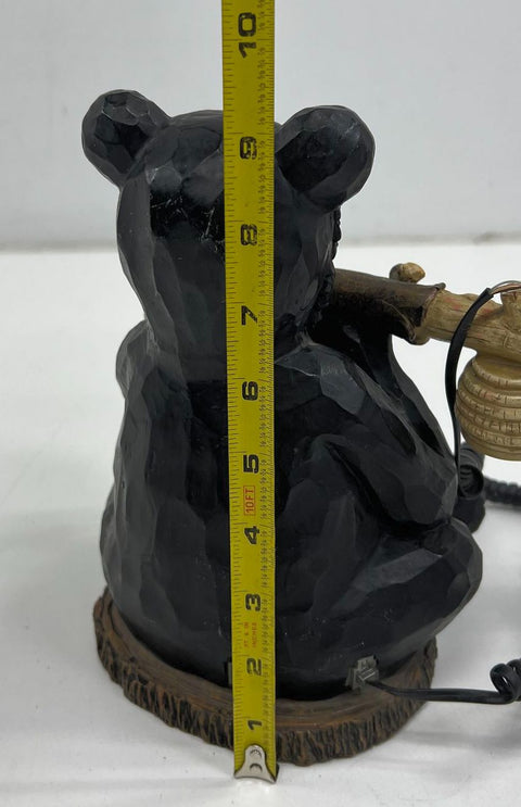Collections Etc Black Bear Novelty Telephone Push Button Rustic Cabin Decor