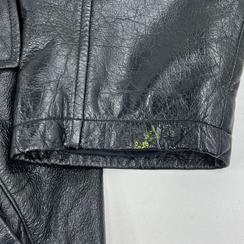 Vintage 90s Wilsons Thinsulate Quilted Lined Leather Car Coat Jacket Sz XL