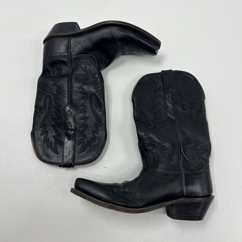 Old West LF1510 Women's Black Leather Snip Toe Western Cowboy Boots