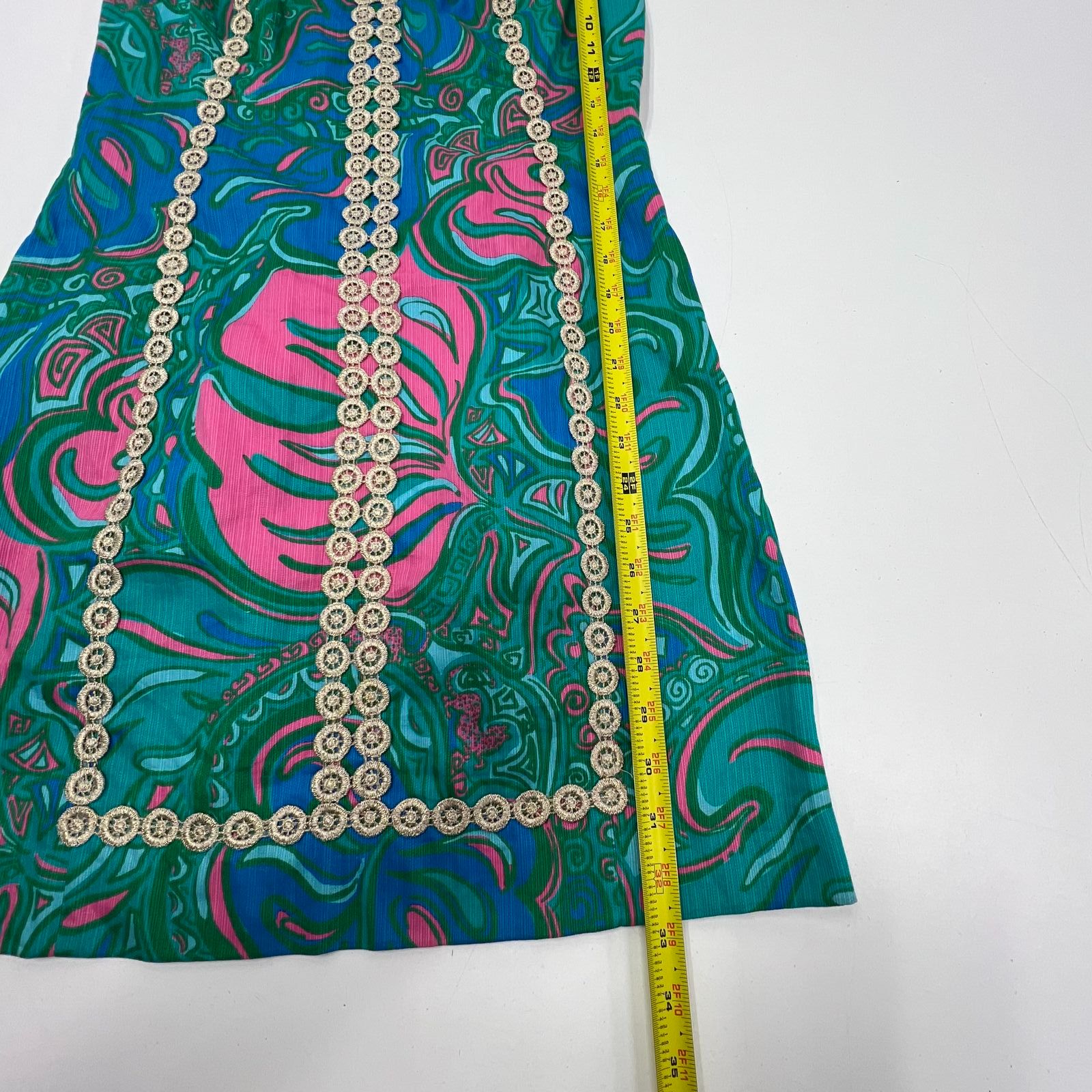 Lilly Pulitzer Jubilee Floral Crochet Lace Trim Sheath Dress Blue Pink Women's 4