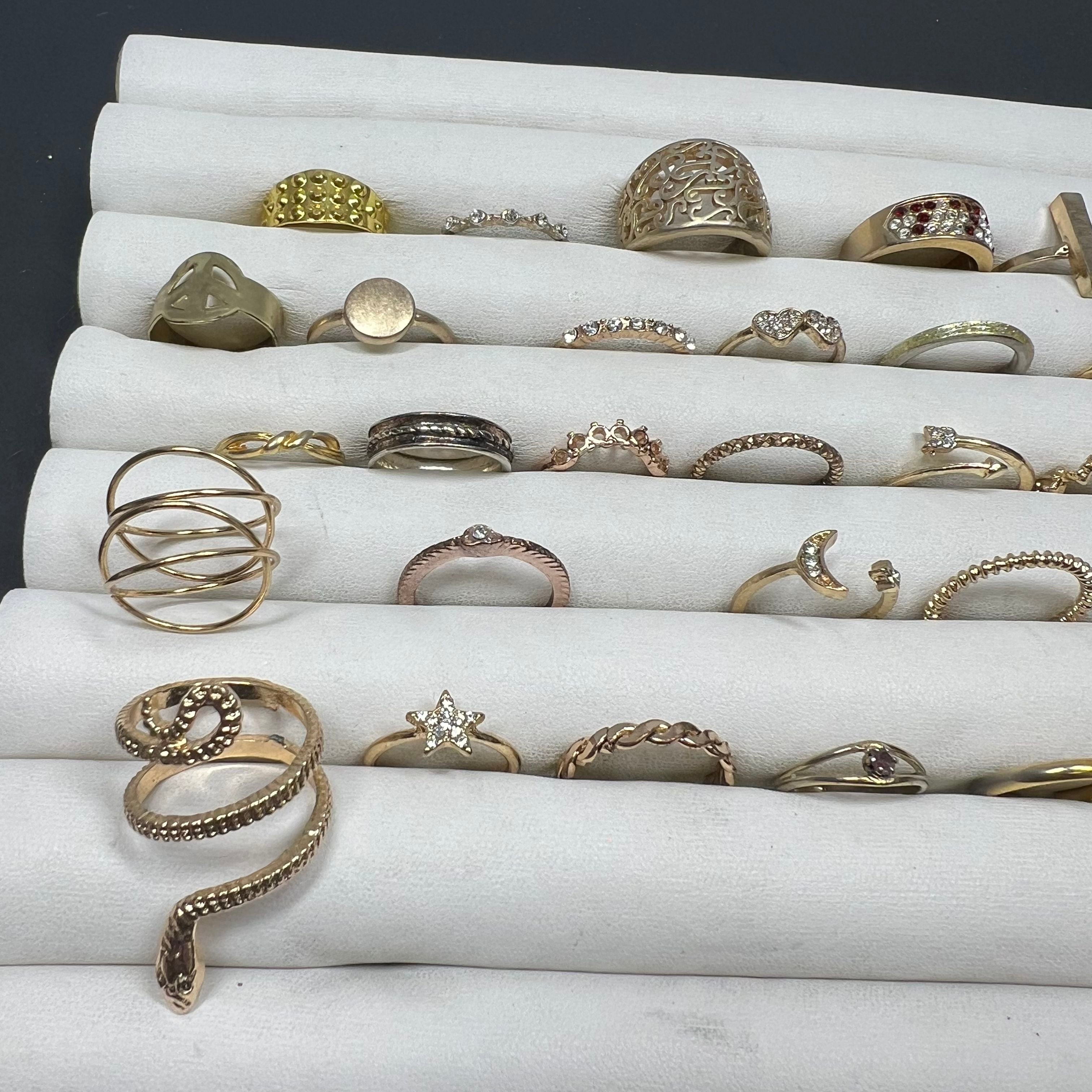 Lot of Gold Tone Rings Sizes Vary Styles Assorted