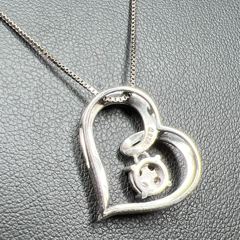 Sterling Silver Heart Dangling Gemstone Pendant Necklace 3.73g