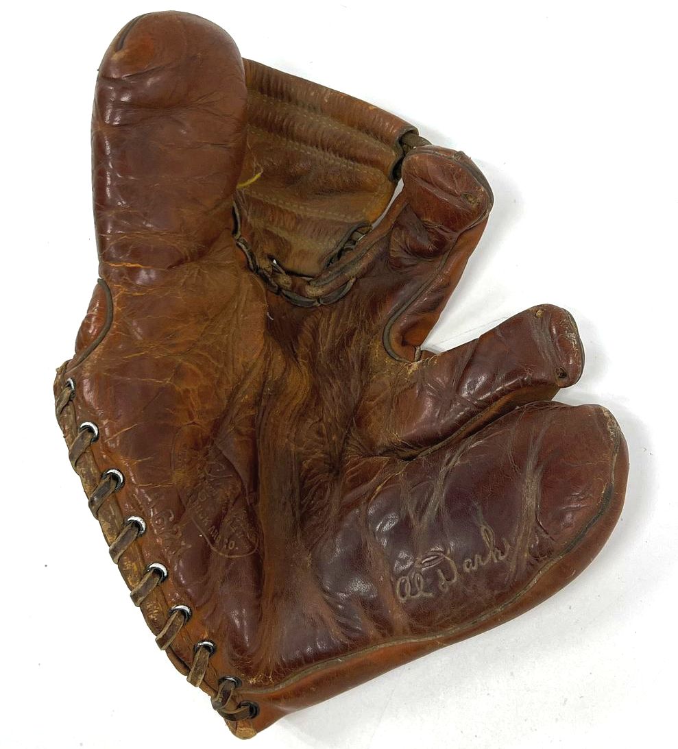 Collectible Vintage JC Higgins 1621 Leather Baseball Catcher Glove Mitt w/Button