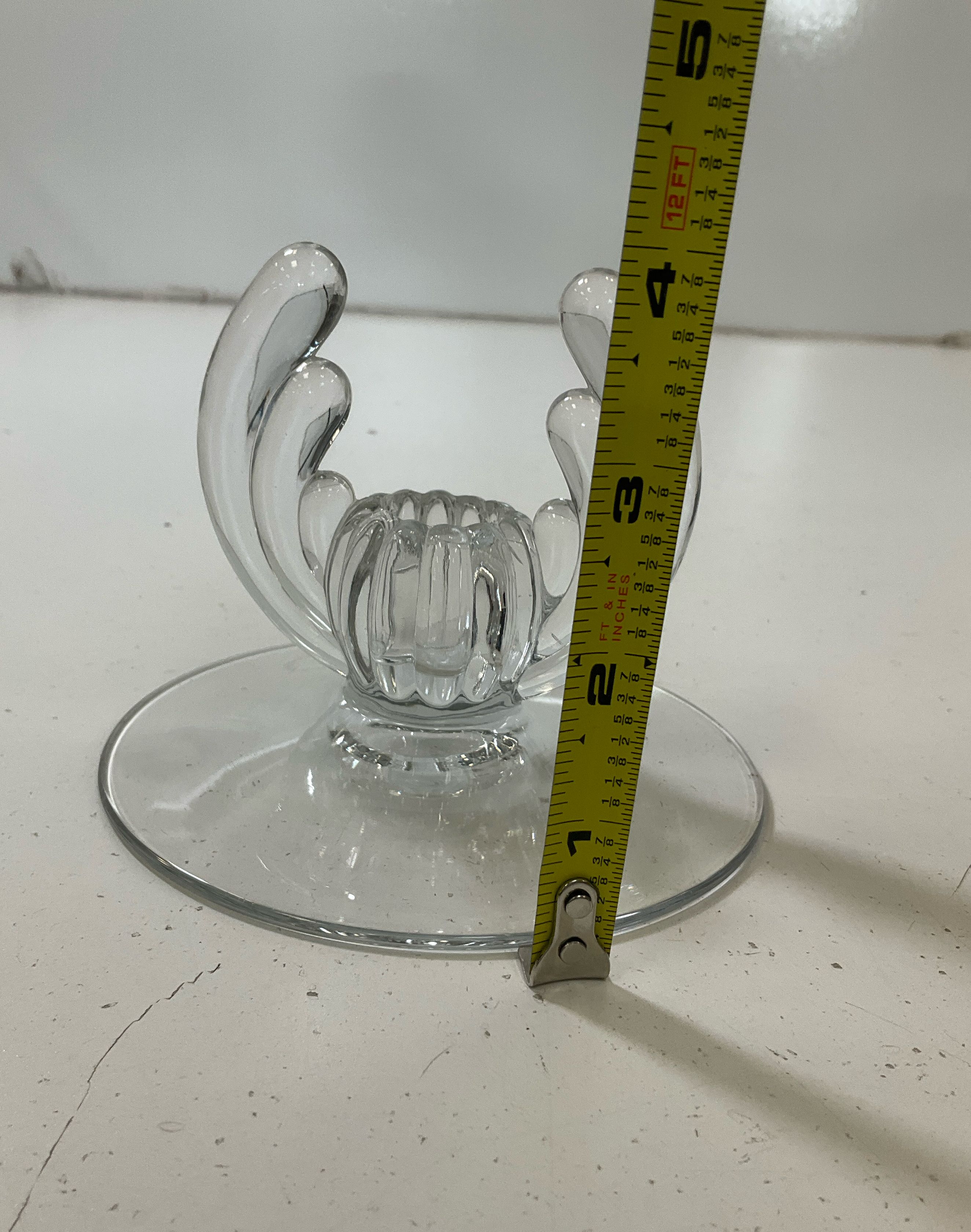 Heisey Crystolite Clear Glass Candle Holders Pair Candlesticks Vintage