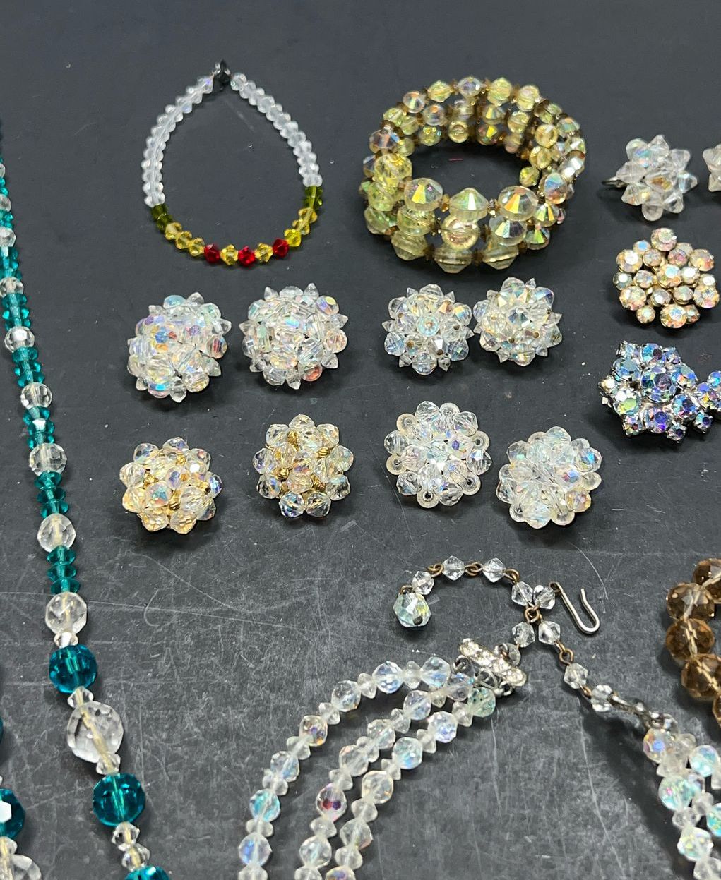 Multifaceted Sparkling Aurora Borealis Beaded Jewelry Lot