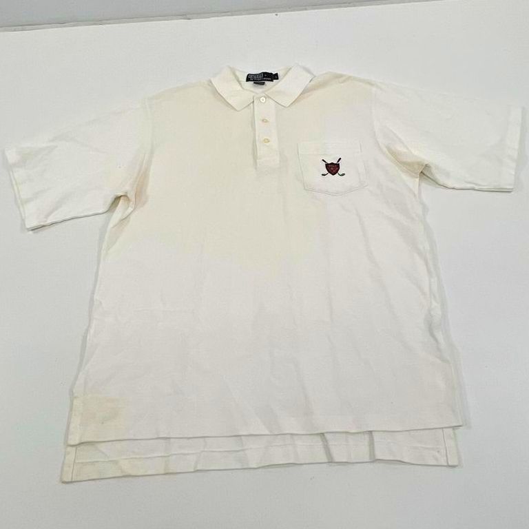 VTG Men's Polo Ralph Lauren Golf "White" Short Sleeve Polo Shirt - Size Large