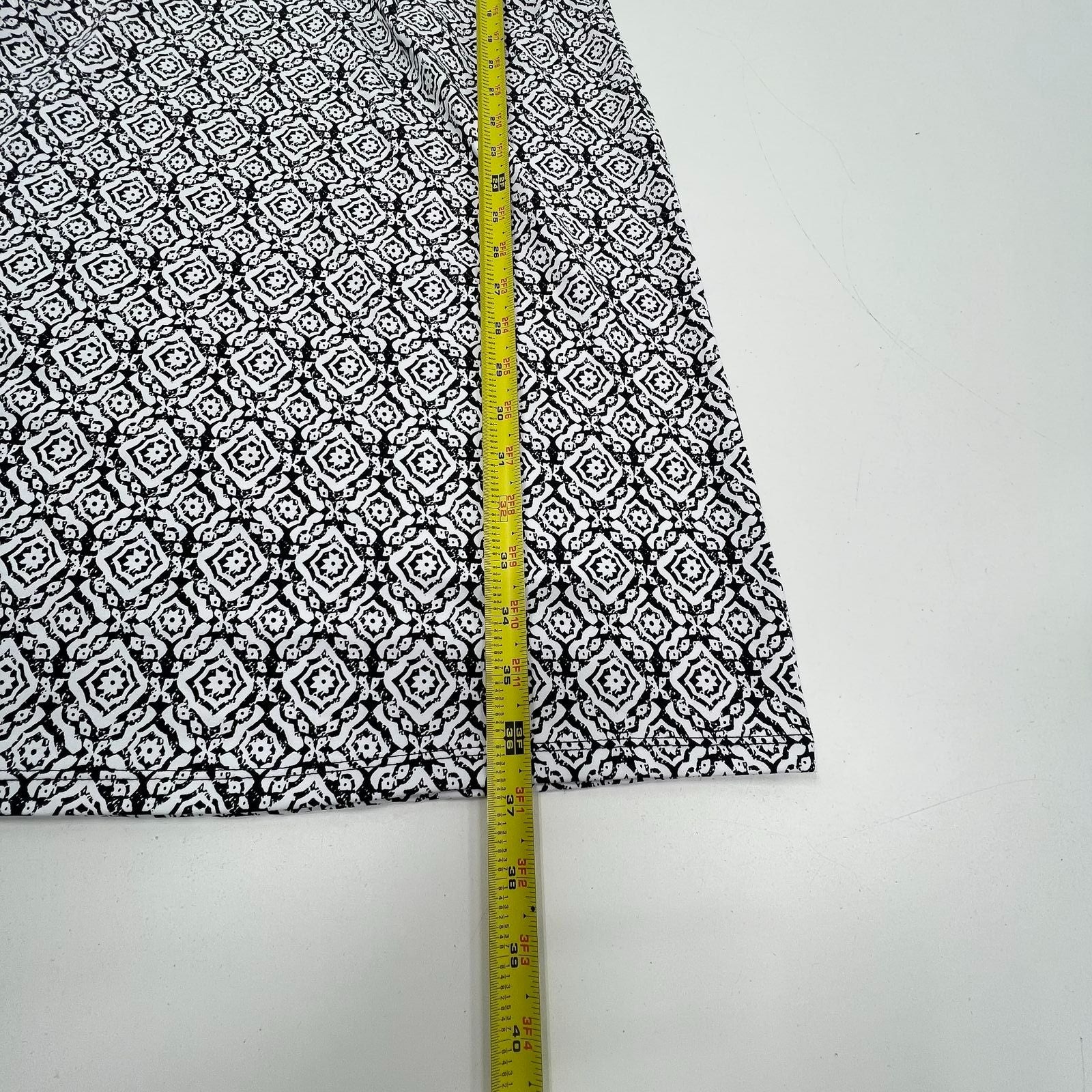 Talbots Geometric Medallion Knit Sheath Dress Black White Womens PL NWT