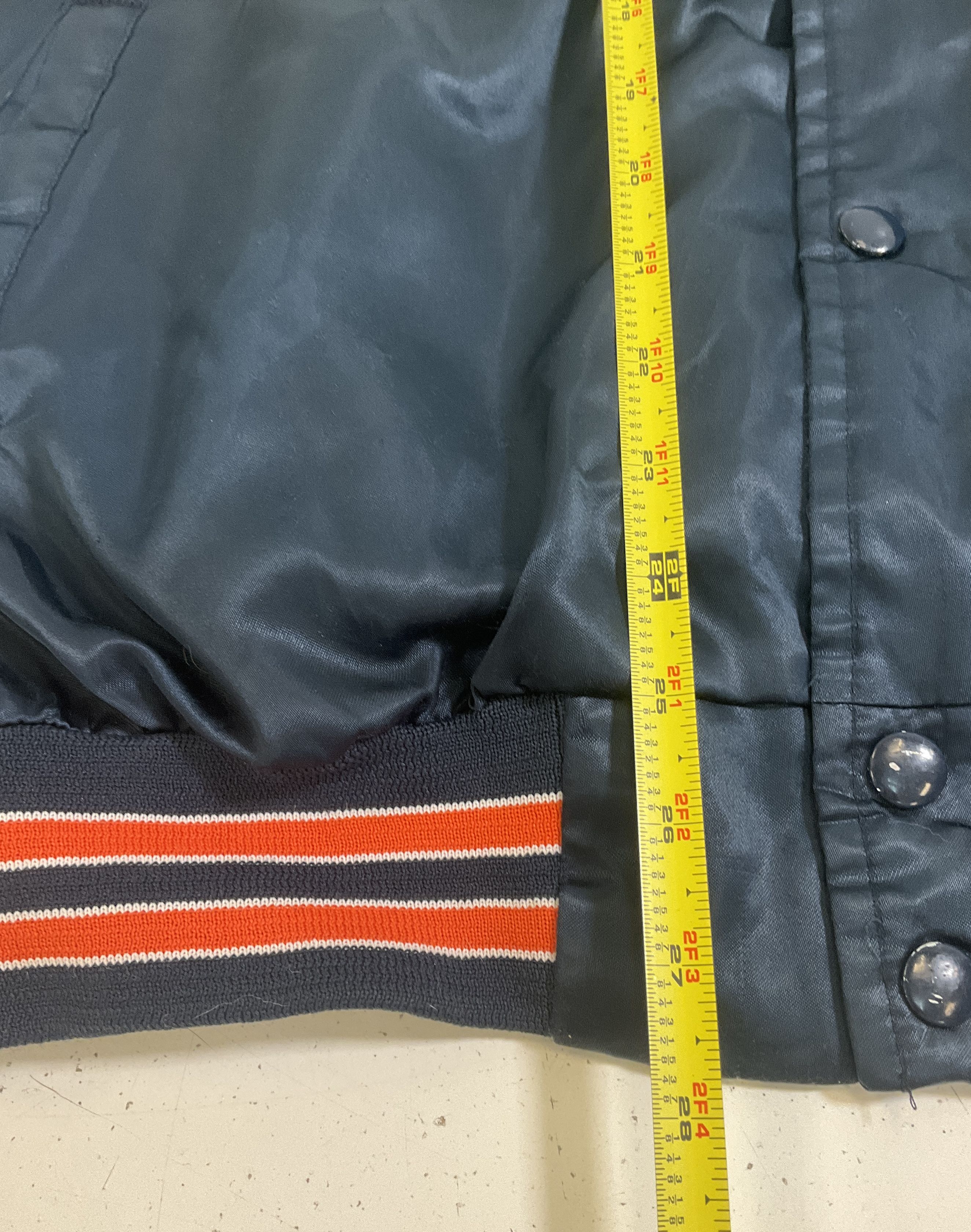 Chalk Line Men's Blue Satin Bomber Jacket Size XXL Vintage Chicago Bears Colors
