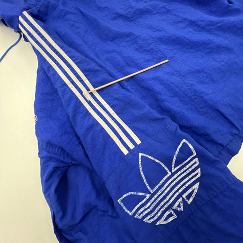 Vintage 90s Adidas Blue Trefoil Logo Hooded Windbreaker Jacket Men's XL