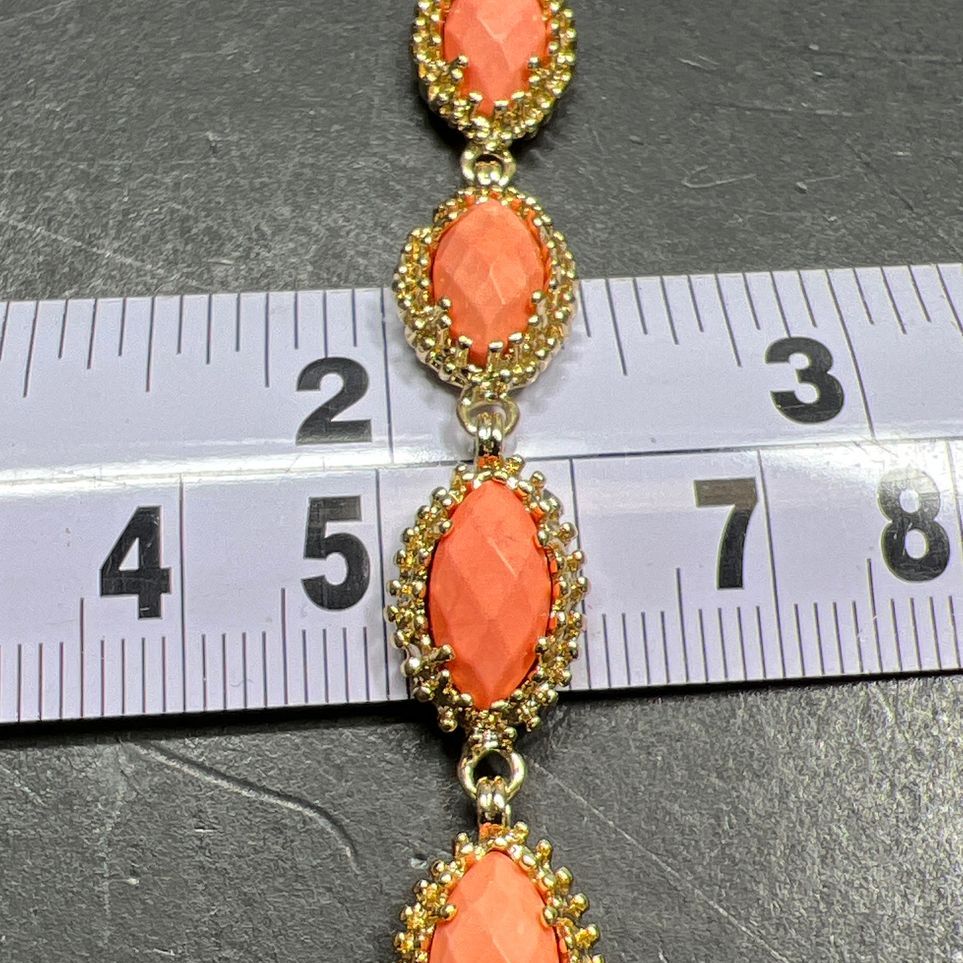 Kendra Scott Orange Multifaceted & Gold Tone Tennis Bracelet