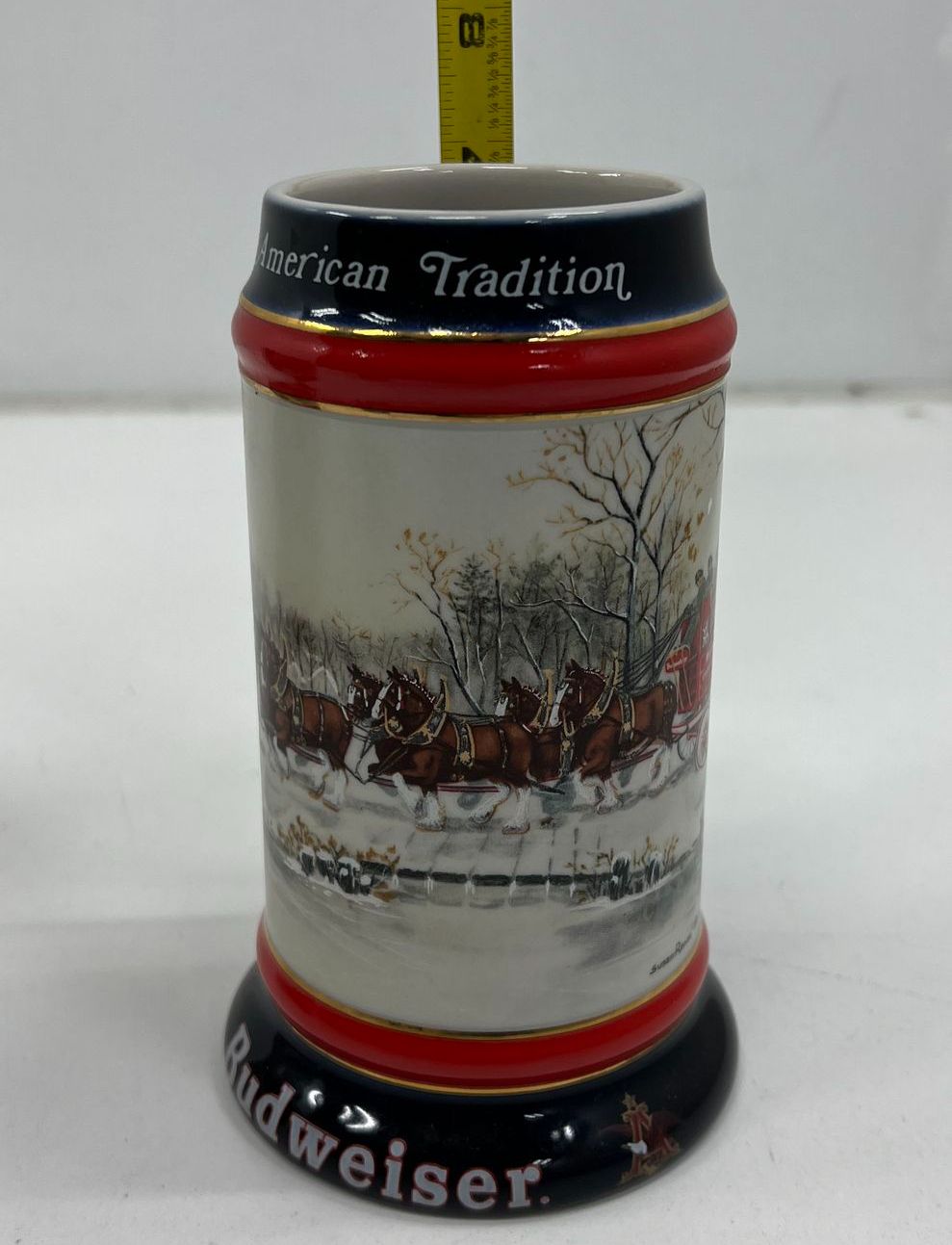 Vintage Budweiser Clydesdale Holiday Beer Stein Lot 5 pc Set 1988-1998