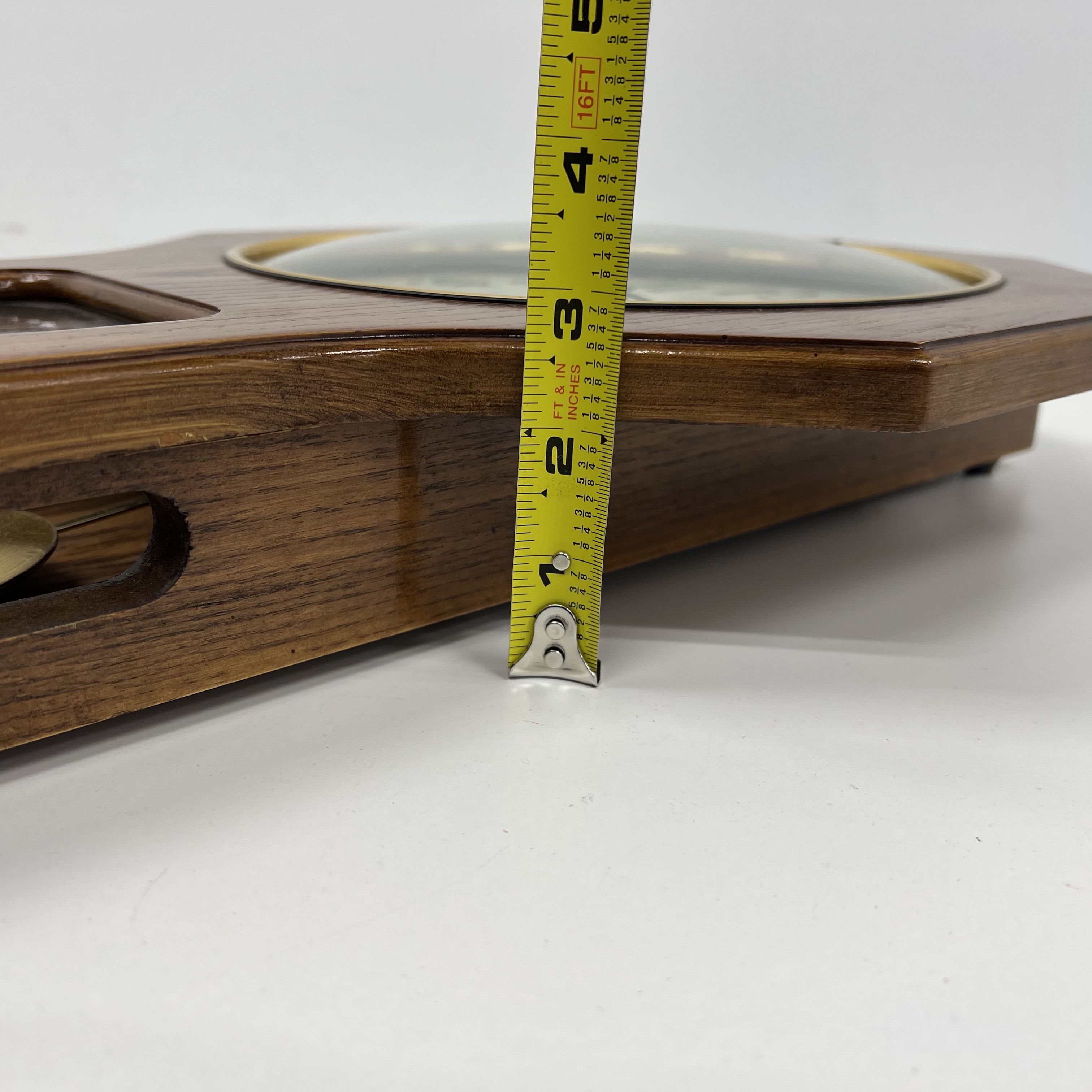 Vintage Linden Quartz Wooden Wall Analog Clock Not Tested 18" Gold Tone Hardware