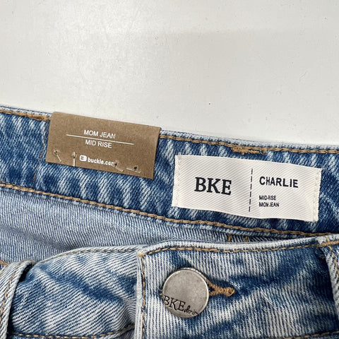 BKE Denim Charlie Light Wash Distressed Mid Rise Mom Jeans Women's 26 NWT
