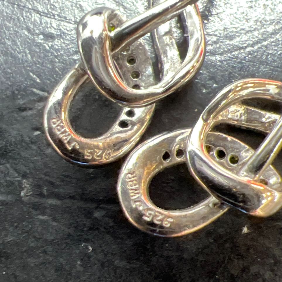 925 Sterling Silver Twist Gemstone Earrings 2.32g
