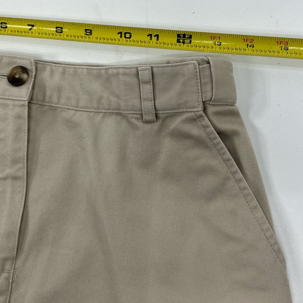 Vintage Women's LL Bean Original Fit Plain Khaki 100% Cotton Midi Skirt Size 6R