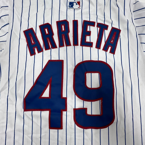 Majestic Chicago Cubs Jake Arrieta #49 Pinstripe MLB Baseball Jersey Sz M