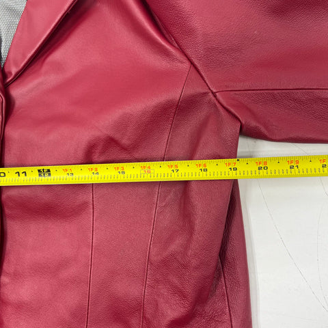 Vintage Y2K Excelled Collection Red Leather Blazer Jacket Womens Large