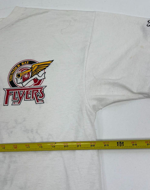 Vintage 90s Thunder Bay Flyers Jr Hockey Team Autographed T-Shirt Sz XL