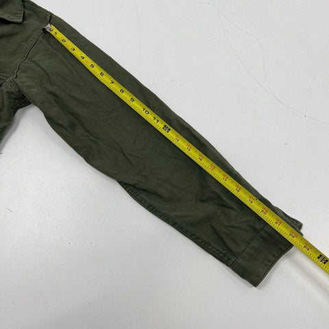 Vintage 60s US Army OG-107 Olive Green Cotton Sateen Fatigue Shirt Men's Small