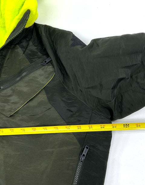 Jordan Sportswear Faux Fur Hooded Bomber Jacket Green Neon Women's Size S