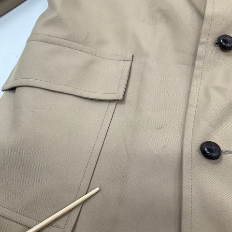 Vintage 70s JCPenney Tan Faux Fur Lined Trench Car Coat Jacket Mens 42R