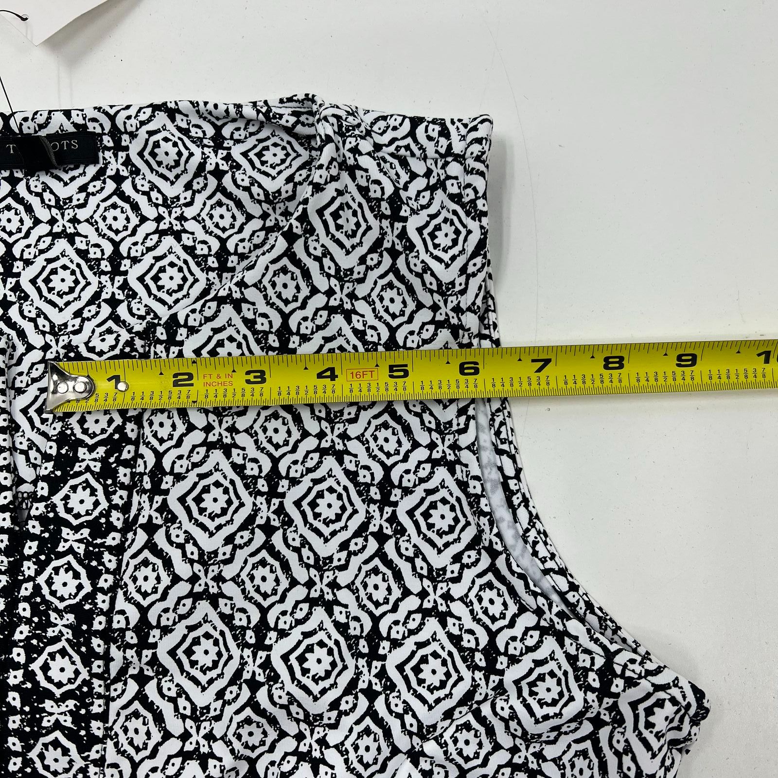 Talbots Geometric Medallion Knit Sheath Dress Black White Womens PL NWT