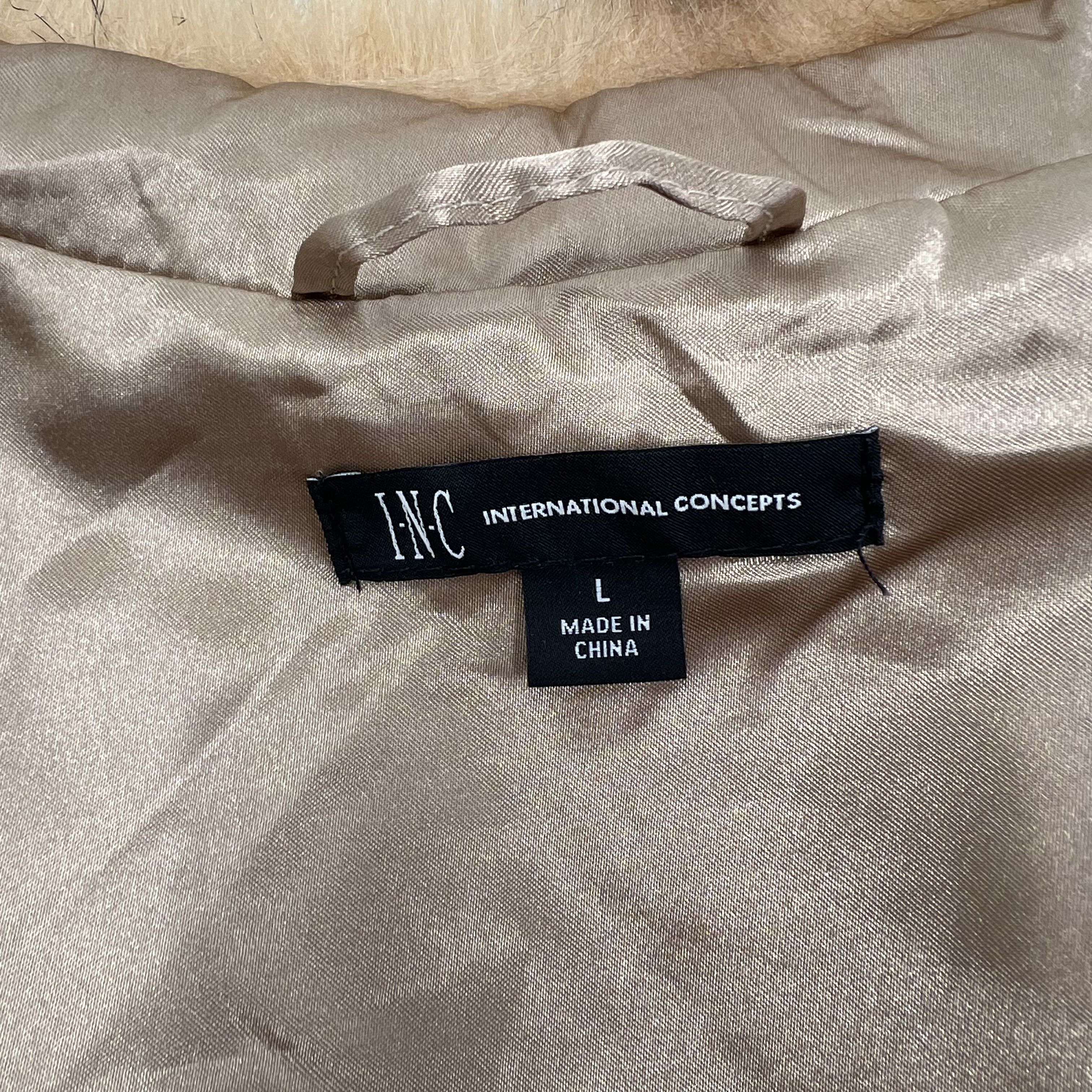 INC International Concepts Faux Fur Shaggy Open Front Vest Jacket Women's Size L