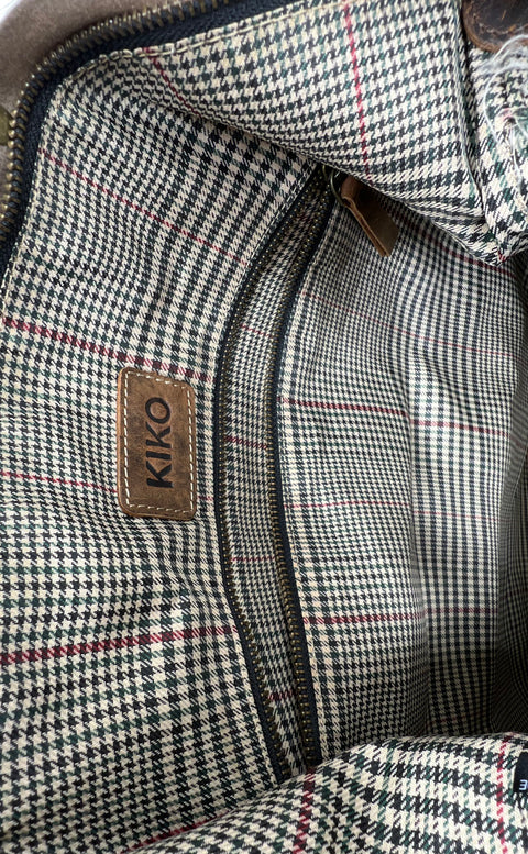 Kiko Brown Waxed Canvas Leather Large Tote Bag Shoulder Crossbody Brass Hardware