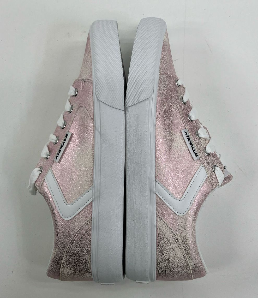 NIB Airwalk Race Pink Sparkle Metallic Lace Up Sneakers Shoes Women's Size 9.5