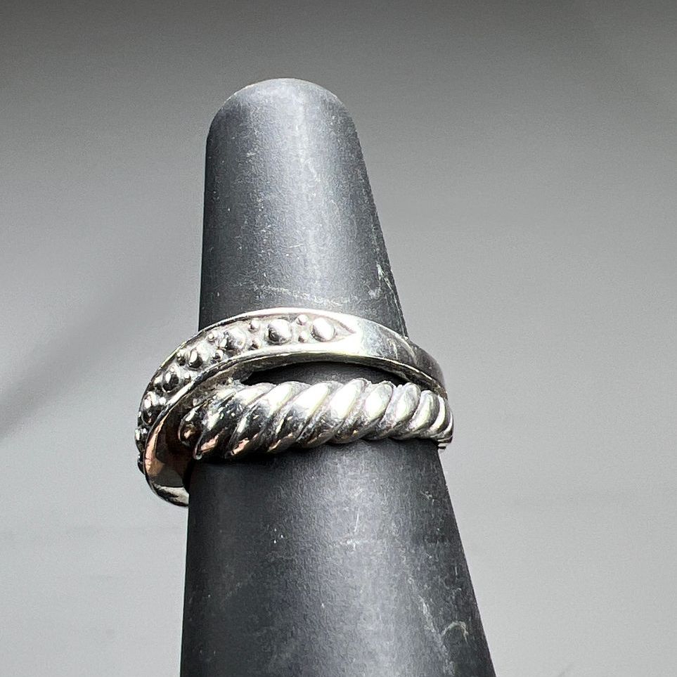 925 Sterling Silver Crossover Ring Size 5