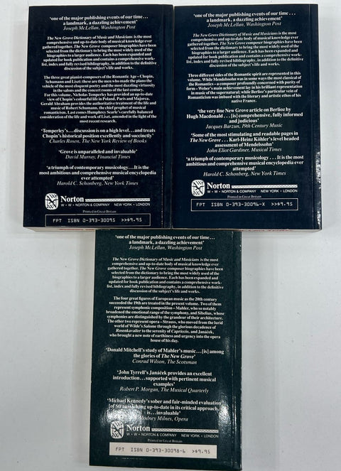The New Grove Music Masters Series Lot Of 3 Books Sample Copies Paperback