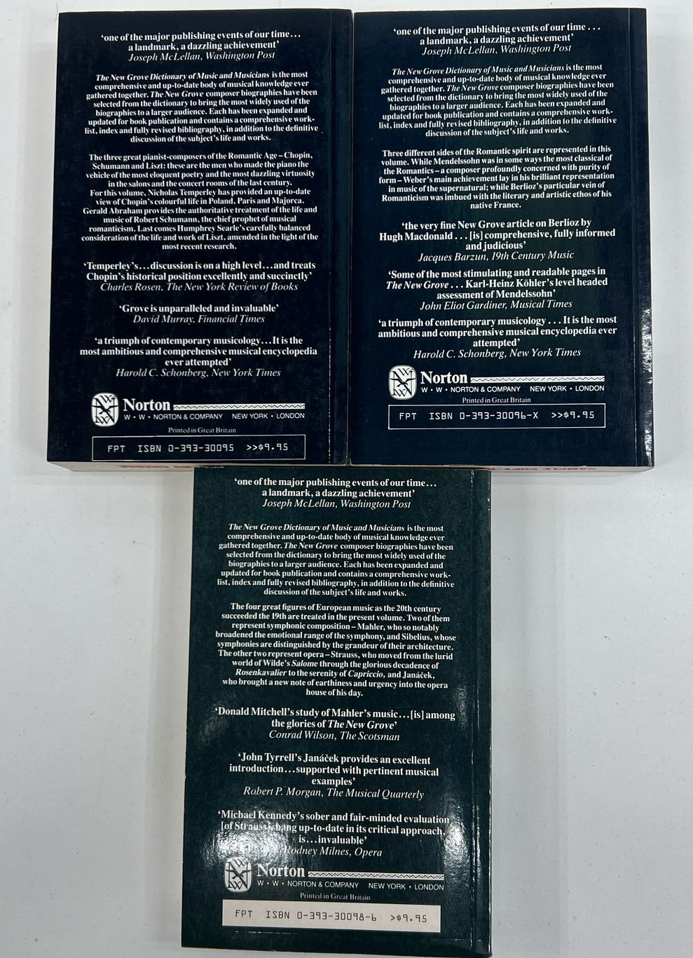 The New Grove Music Masters Series Lot Of 3 Books Sample Copies Paperback