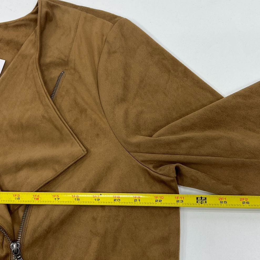 NWT Women's J Jill Acorn Brown Faux Suede Full Zip Blazer Jacket - Size XL