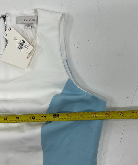 Flat White NWT White Blue Colorblock Sleeveless Cropped Top Blouse Women's XS