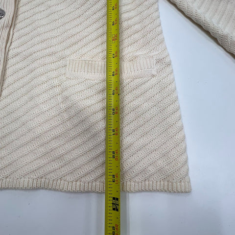 Vintage 90s Escada Margaretha Ley Cream Wool Ribbed Cardigan Sweater Womens 40